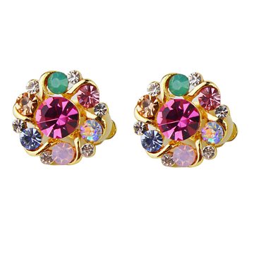 fashion jewelry clip on earrings for women colorful rhinestone earrings without piercing earrings cute korea style high quality