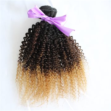 10A Ombre Hair Extensions Ombre Brazilian Hair Kinky Curly Brazilian Burgundy Hair 3 Tone Ombre Hair Extension 1b/4/27 3bundle