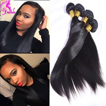 Peruvian Virgin Hair Straight 3 Bundles Cheap Human Hair Extension Ali Moda Wet And Wavy Hair Human Hair Weave Jet Black 1B