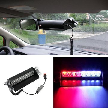 8 LED Red/Blue Car Police Strobe Flash Light Dash Emergency Warning 3 Flashing Fog Lights