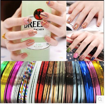 10PC Mixed Colorful Beauty Rolls Striping Decals Foil Tips Tape Line DIY Design Nail Art Stickers for nail Tools Decorations