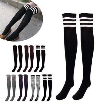 Fashion Design Women girl Over the Knee Socks Thigh High Thick Socks Stripe Like Stockings Striped solid color 7 Choice