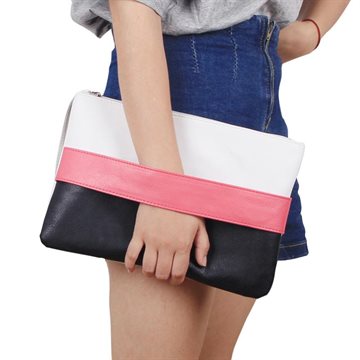 Hot Sale Women Handbag Solid Patchwork Lady Day Clutches Popular Stitching Soft Zipper Packet Fashion Brief Shopping Bag