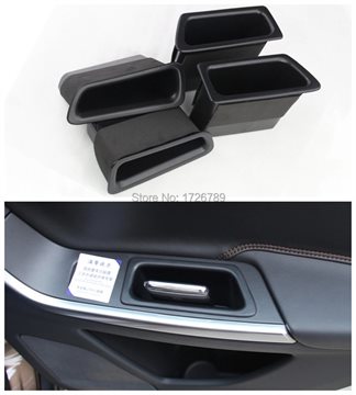 4pcs Front+Rear BLACK Car Door Armrest Box Handle Storage Glove Box Phone Holder Container For Volvo S60 V60 2011-2015