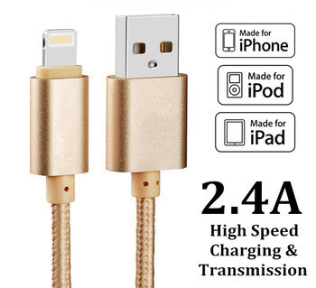 1.5M Luxury Metal Braided Mobile Phone Cables Charging USB Cable Charger Data For iPhone 5 5S 6S 6 6 plus IOS Data accessories