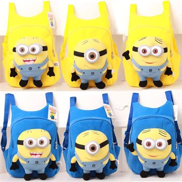 New Arrival Quality Cute 3D eyes Despicable Me Minion Plush Backpack Schoolbag Child PRE School Kid Cartoon Bag