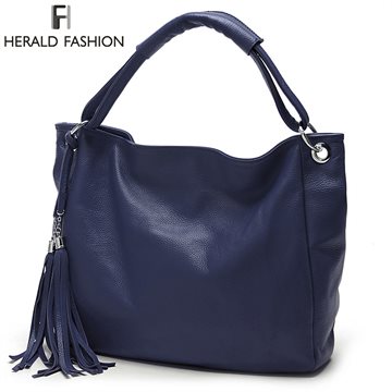 Herald Tassel Women Hobos Bag PU Leather Women Handbag Casual Women Messenger Bags Tote Solid Top-Handle Shoulder Bag