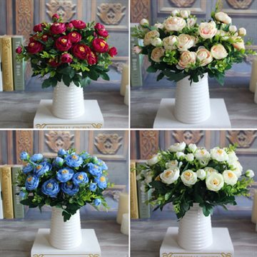 New Multi Color Realistic 6 Branches Spring Artificial Fake Peony Flower Arrangement Home Table Room Hydrangea Decor