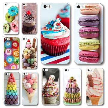 Phone case cover For iPhone 5c Lovely sweet patterns dessert ice cream Macarons styles hard PC back cover Free shipping WHD1477