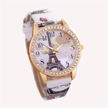 Spring 2016 Shipping New Vintage Paris Eiffel Tower Womens Quartz Watch Women Girls Ladies Students Casual Wristwatch Relojes