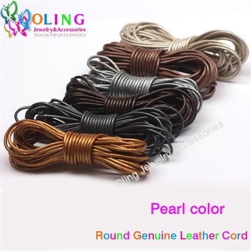 2mm 5M/Lot Craft Color Round pearl color Genuine Leather Cord/Wire/Fashion Jewelry DIY necklace Bracelet Cords free shipping