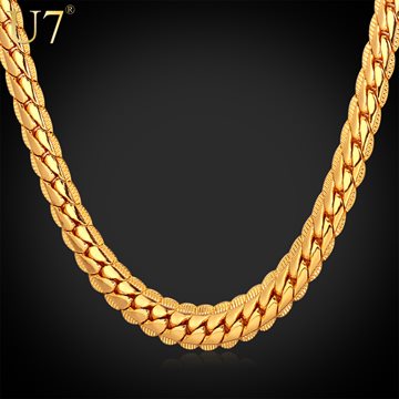 18K Real Gold Plated Necklace With 18K Stamp Men Jewelry Wholesale New Trendy 3 Colors 6 MM Wide Snake Chain Necklace N308