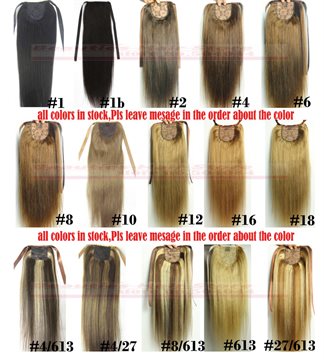 16182022242628 100% Brazilian Remy hair Clips In/on Human Hair Extensions Horsetail Ponytail #22 colors available 100g