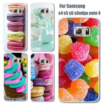 Phone Case Cover For Samsung Galaxy s5 s6 s6edge note4 hot dessert ice cream Macarons sweet Candy emboss hard cover UV print