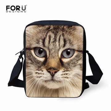 2016 Cute Cat Messenger Bags for Women Kawaii Zoo Printing Kids Crossbody Bags Children Outdoor Travel Bag Handbag Bimba Bags