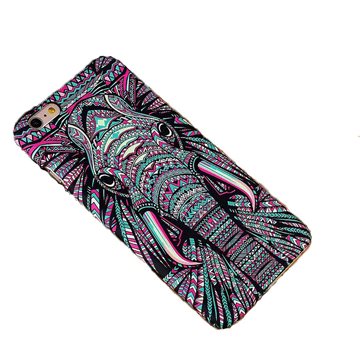 2015 Hot Luminous Embossed Feel Aztec Animal Elephant Chimpanzee Cat Deer Phone Funda Case for Iphone 5 5S 6 6 Plus Capa Para