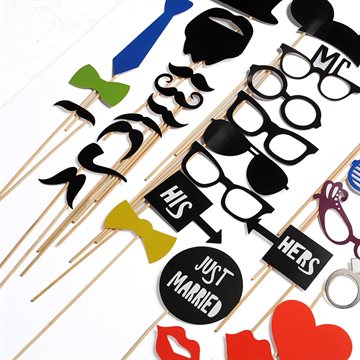 31PCS New Face Funny Masks Photo Booth Props Photography Mustache On A Stick Birthday Christmas Party