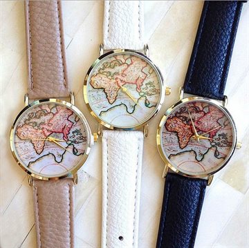 Free shipping 2016 New Hot Sale Fashion World Map belt fashion quartz watch Geneva Wristwatch for women W150