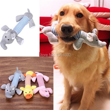 Free shipping Dog Pet Puppy Plush Sound Dog Toys Pet Puppy Chew Squeaker Squeaky Plush Sound Duck Pig & Elephant Toys 3 Designs