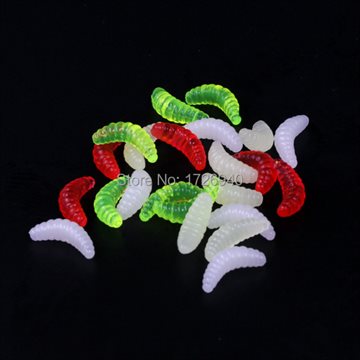 50pcs/lot smelly/flavored worm lure 0.35g/2cm mealworm soft baits isca artificial carp fishing lure