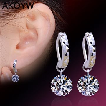 Silver plated female fashion cute earrings earrings wild super flash retro crystal jewelry manufacturers, wholesale jewelry