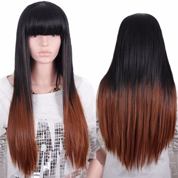 Quality Available Ombre Heat Resistant Full Wig Cheap Female Long Elegant Natural Straight Synthetic Natural Wig None Lace Wigs