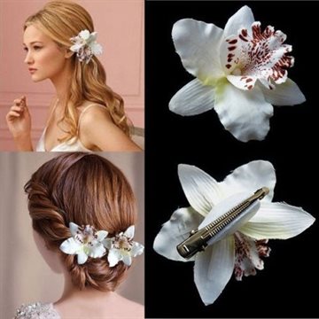 Bohemia Style Bridal Flower Orchid Leopard Hair Clip Beauty Hairpins Barrette Wedding Decoration Hair Accessories Beach Hairwear