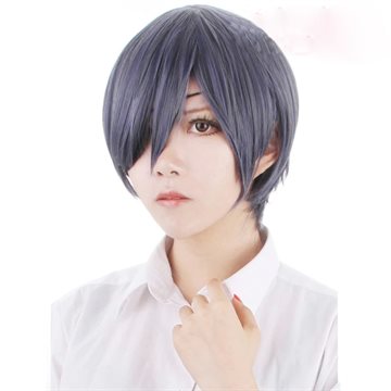 OHCOS Anime Black Butler Ciel Phantomhive Women/Mens Short Gray Mixed Layered Cosplay Wigs +Free Cap