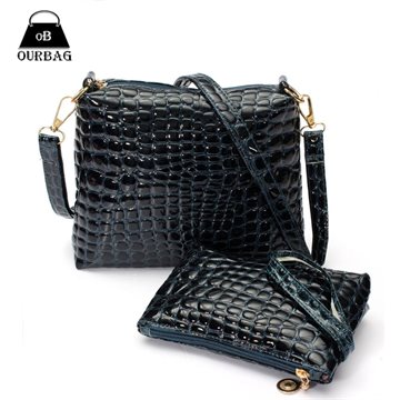 2PCS Bag Set Women Messenger Shoulder Bag Crocodile PU Leather Casual Crossbody Quilted Bags Set Women Clutch Composite Handbags