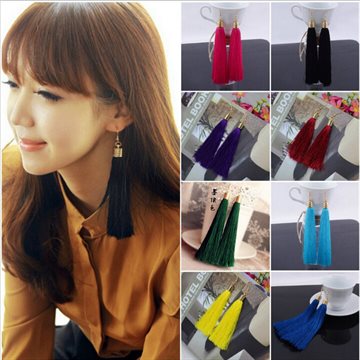 Fashion Tassel Long earrings gold plated for women 7Colors Jewelry Pendientes Korean Style Bride Accessory Vintage