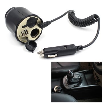 High Quality 2 Way Auto Socket Splitter Car Cigarette Lighter Socket Splitter Charger Power Adapter DC+USB Port Plug 5V-12V