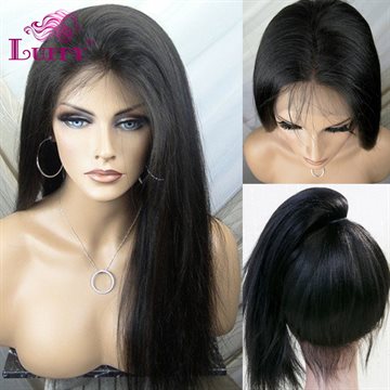 2016 Wholesale Price Straight Full Lace Human Hair Wigs Glueless Full Lace Front Wigs With Ponytail Brazilian Virgin Hair Wigs