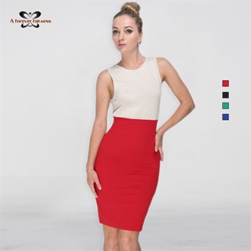 High Elastic Slim Office Package Skirts Women Summer Skirt 2015 Black Green Red Knee Length Pencil Skirt High Waist Skirts 662