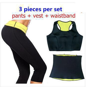 ( Pants+Vest+Belt) HOT Selling Super Stretch Neoprene Shapers Sports Clothing Sets Womens Slimming Pants Modeling Girdle Body