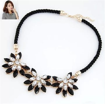 Vintage Brand Women Collar Bohemia Statement Choker Weave Link Chain Crystal Flower Necklace&Pendant Fine Jewelry A549