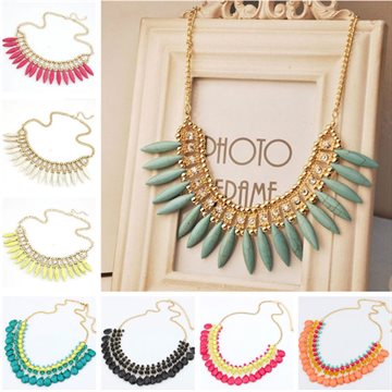 Gros Bijoux Collier Femme 2016 New Women Bohemia Drop Crystal Pendant Chain Choker Necklaces & Pendants Bib Statement Necklace