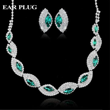 Nigerian Wedding African Beads Jewelry Set Crystal 925 sterling silver Gold Rhinestone Bridal Women Earrings Statement Necklace