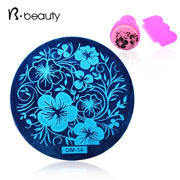 60Designs Optional 1pcs OM Nail Art Template Polish Print Nail Stamper Scraper Set DIY Stencil Manicure Nail Stamping Plates