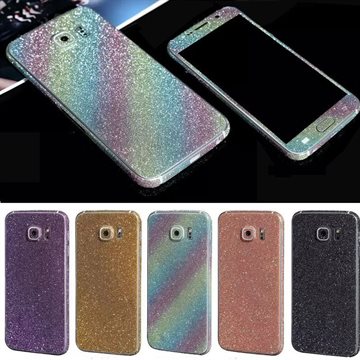 Color foil Glitter sticker for samsung galaxy S6/S6Edge shining Diamond Bling Decals/protector case skin flim for S6