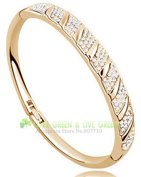 Free shipping top quality wholesale 18K gold Plated A+ Rhinestone Circle Cuff Bracelet Bangl crystal fashion jewelry accessories