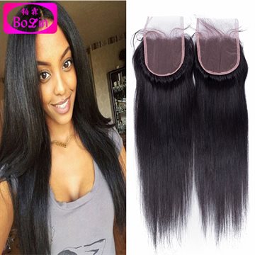 Free Shipping Brazilian Straight Closure,Lace Closure Bleached Knots 100% Virgin Brazilian Human Hair Free/Middle/3 Part Closure