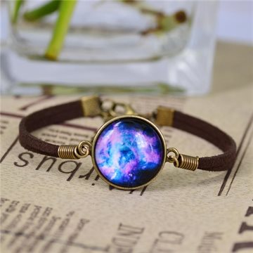 No Mini New Galaxy Bracelets Lovely Galaxy Nebula Space Glass Bracelets Suede Leather Bracelet Bangle Best Friend Fashion Gift