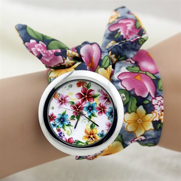 2015 floral chiffon sweet girls watch Sweet chiffon fabric women dress watches fashion quartz female ladies gift