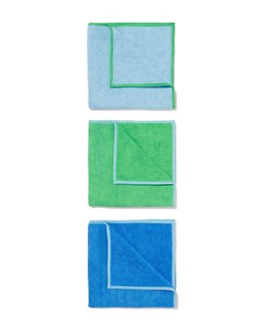 HEMA Microvezeldoekjes 35x35 Groen/blauw - 3 Stuks