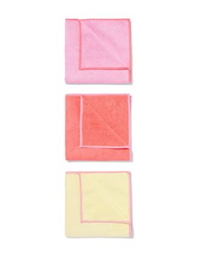 HEMA Microvezeldoekjes 35x35 Roze/geel/oranje - 3 Stuks