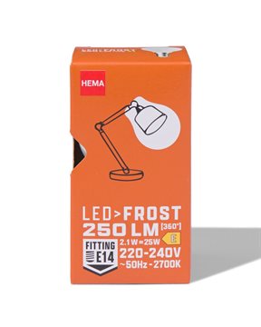 HEMA Led Kogel Glass Frost E14 2.1W 250lm