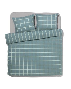 HEMA Dekbedovertrek Flanel 200x200/220 Ruit/streep (groen)