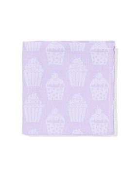 HEMA Theedoek 65x65 Katoen Lila Met Cupcakes (lila)